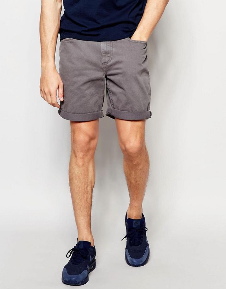 Pull & Bear Denim Shorts In Gray In Regular Fit - Gray