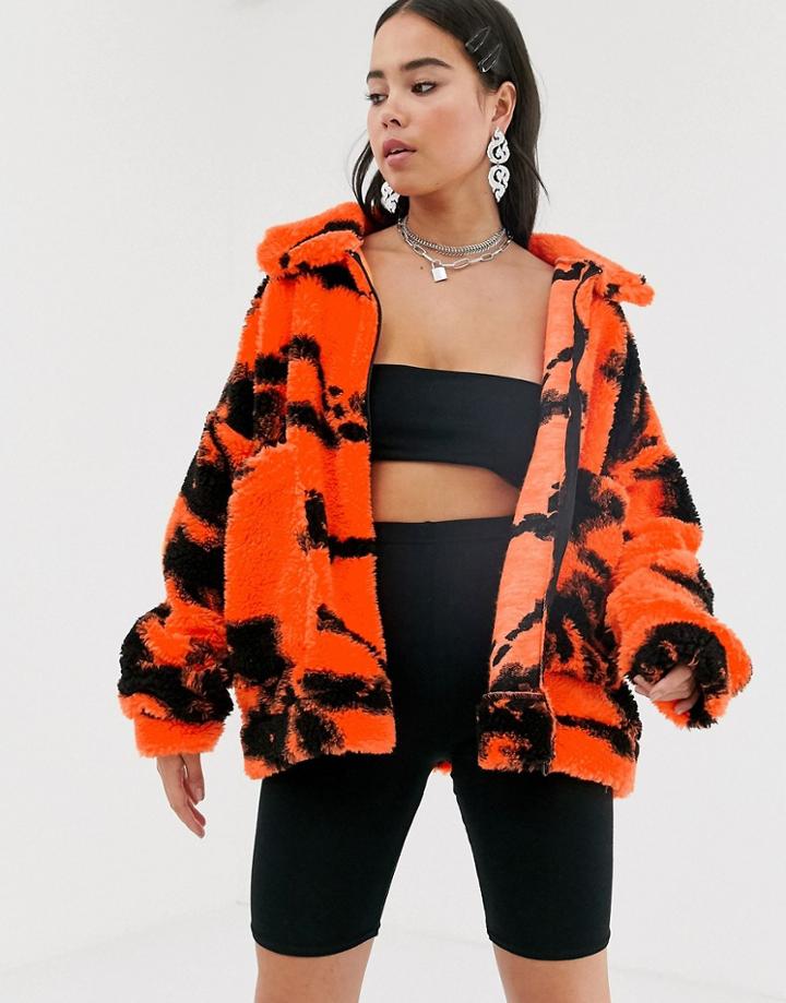 Jaded London Tie Dye Fleece Festival Jacket-multi