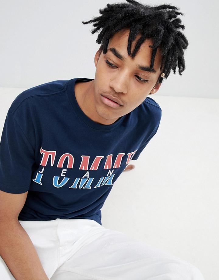Tommy Jeans Capsule Split Logo T-shirt In Navy - Navy