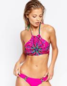 Beach Riot Carnival Macrame Bikini Top - Pink Multi