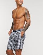 Boss Bodywear Check Lounge Shorts In Navy