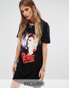 Reclaimed Vintage T-shirt Dress With Bowie Print - Black