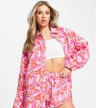 Asyou Voile Shirt In Pink Cherry Print-green