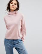 New Look Stand Neck Crop Sweater - Pink