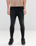 Siksilk Drop Crotch Skinny Jeans - Black