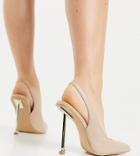 Simmi London Wide Fit Kegz Sling Back Pumps In Beige-neutral