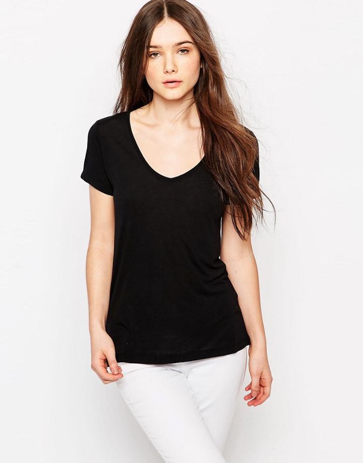Jdy Classic Black V Neck T Shirt - Jdy Classic Black V