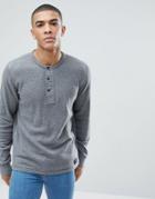 Abercrombie & Fitch Henley Contrast Placket Long Sleeve Top Tonal Logo In Gray Marl - Gray