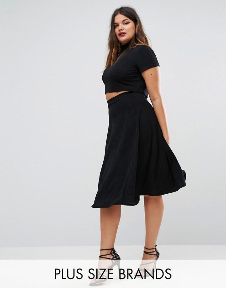Club L Plus Office Midi Skirt Co-ord - Black