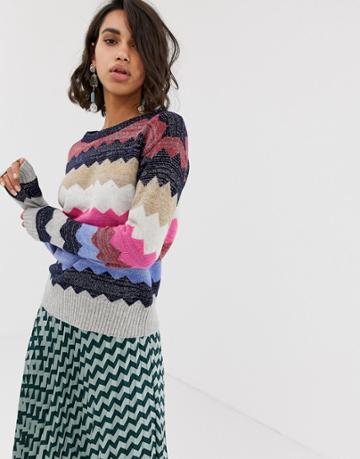 Custommade Zigzag Sparkly Sweater - Multi