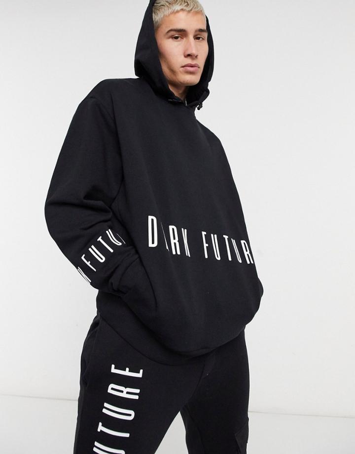 Asos Dark Future Co-ord Extreme Oversized Hoodie With Logo Print-black