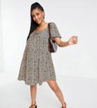 Fashion Union Maternity Mini Beach Dress In Animal Print-multi