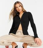 Asyou Double Zip Cardigan In Black