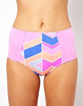 Zinke High Waisted Bikini Bottom With Chevron Print - Orchid Chevron