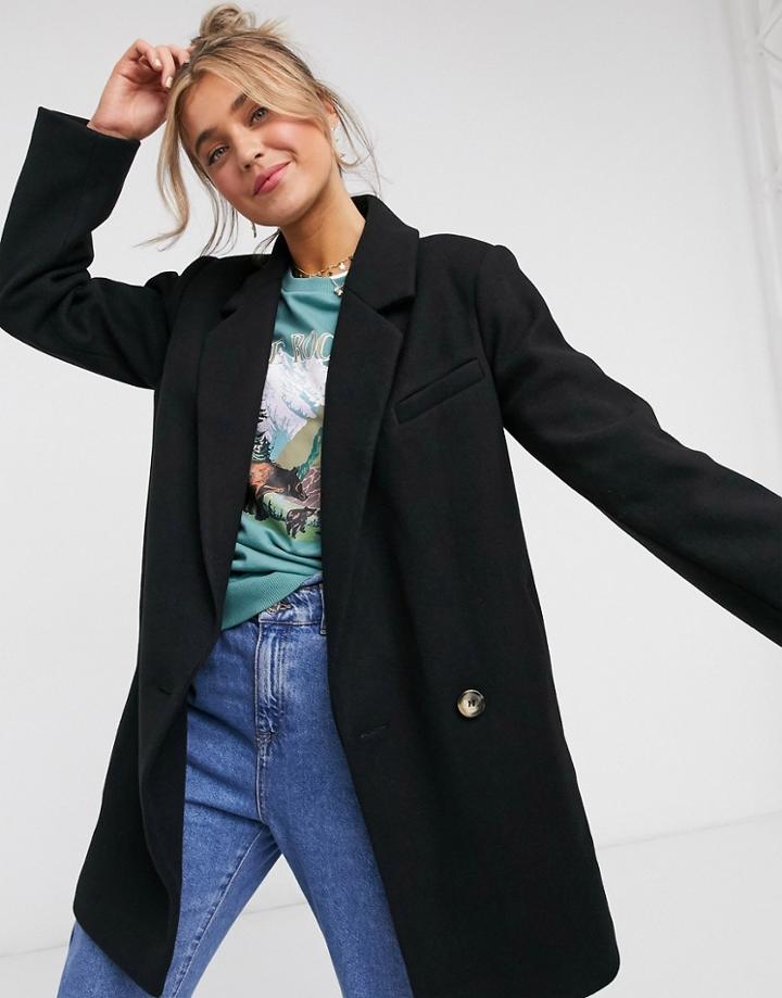 Asos Design Boyfriend Coat In Black