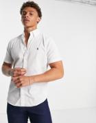 Polo Ralph Lauren Icon Logo Short Sleeve Seersucker Shirt Custom Regular Fit In White
