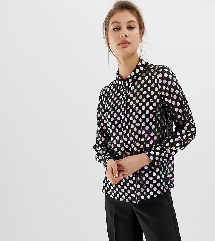 Warehouse Shirt In Metallic Polka Dot - Multi