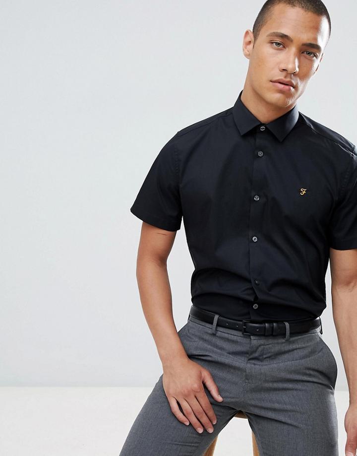 Farah Slim Short Sleeve Smart Shirt - Black