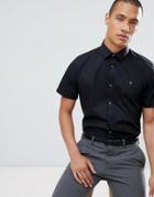 Farah Slim Short Sleeve Smart Shirt - Black