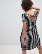 Only Jersey Stripe Dress With Cross Strap Detail - Multi