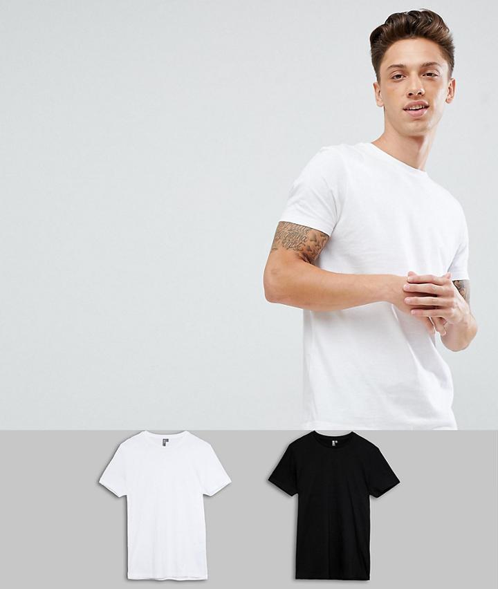 Asos Design Organic T-shirt With Crew Neck 2 Pack Save - Multi