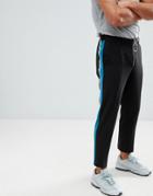 Asos Design Skinny Crop Smart Pants In Black With Side Stripe And Ring Pull Front Zip - Black