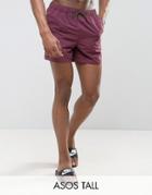 Asos Tall Swim Shorts In Plum In Short Length - Purple