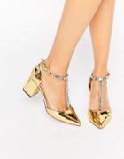 Asos Santiago Embellished Pointed Heels - Gold