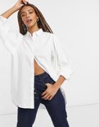 Selected Femme Shirt With Exaggerated Sleeves In White