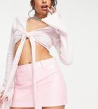 Asos Design Petite Faux Leather Micro Mini Skirt In Baby Pink