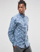 Selected Printed Floral Shirt - Blue