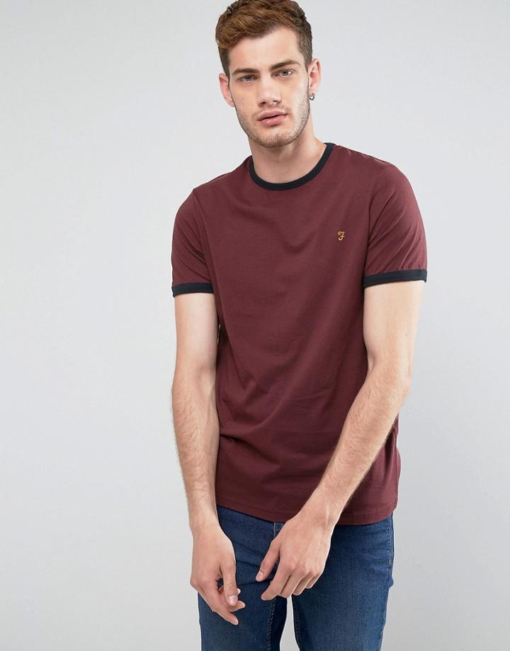 Farah Groves Slim Fit Ringer T-shirt In Red - Red