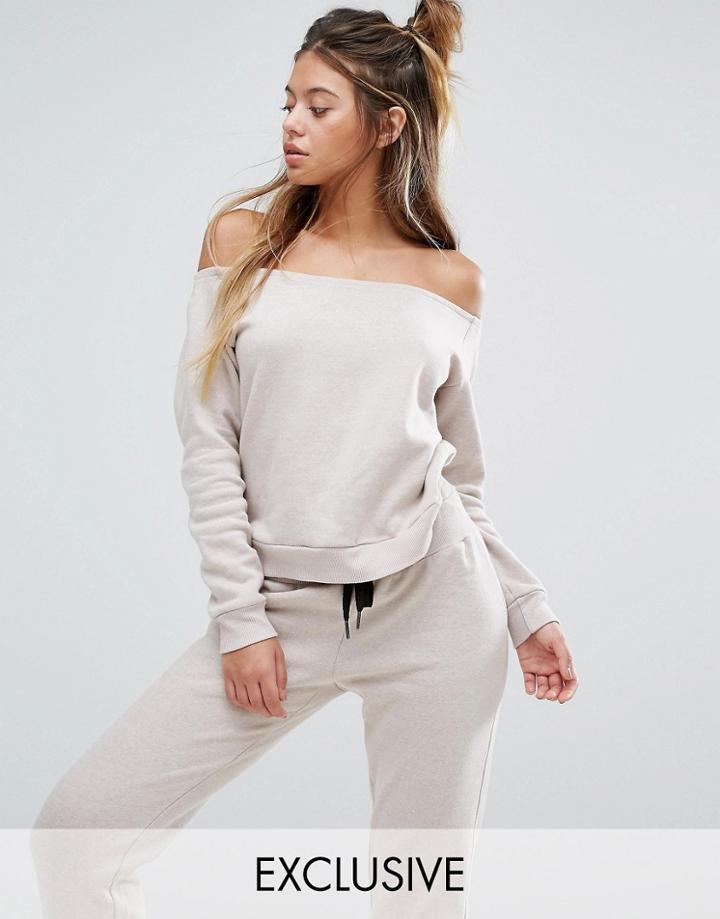 South Beach Off Shoulder Sweat - Beige