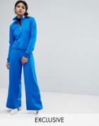 Bones Wide Leg Tracksuit Bottoms With Eyelet Detail - Blue