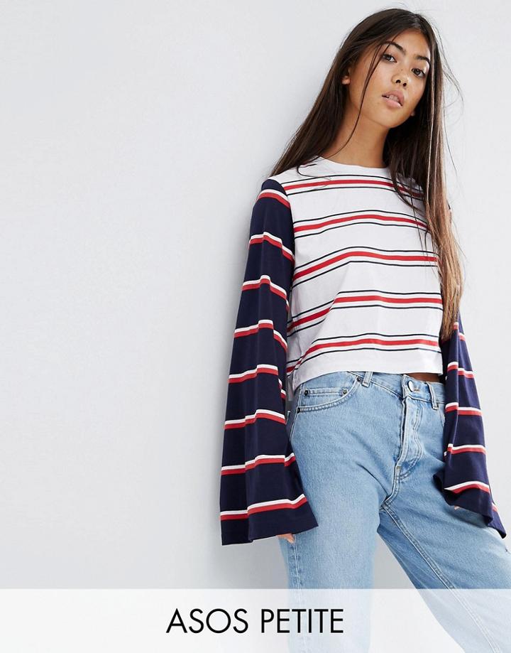 Asos Petite Splice Stripe Top With Long Sleeve - Multi