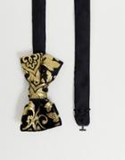 Twisted Tailor Bow Tie With Metallic Gold Paisley In Black - Black