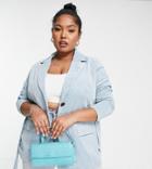 Only Curve Cord Belted Blazer In Blue