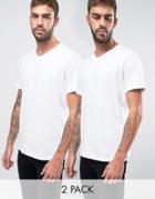 Boss Black By Hugo Boss V-neck T-shirt 2 Pack In Relaxed Fit White - W