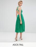 Asos Tall Salon Lace Pinny Backless Full Midi Prom Dress - Multi