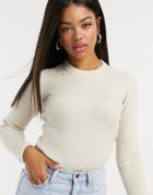 Pieces Ribbed Sweater In Cream-white