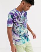 Reclaimed Vintage Tie Dye Scribble Print T-shirt-pink