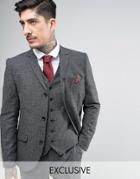 Heart & Dagger Skinny Blazer In Herringbone Tweed - Gray