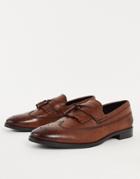 Asos Design Loafers In Tan Polished Leather-brown