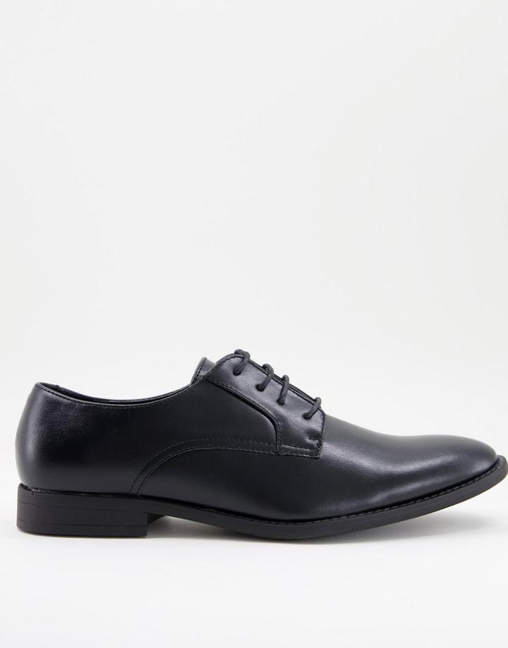Asos Design Vegan Derby Shoes In Black Faux Leather