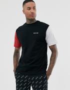 Nicce T-shirt With Contrast Sleeves In Black