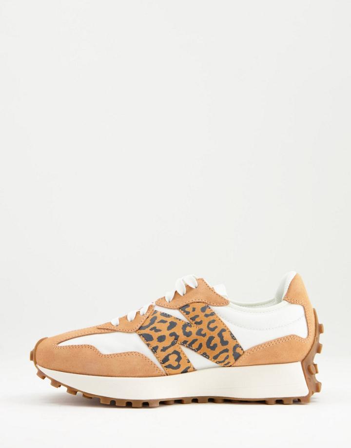 New Balance 327 Sneakers In Tan And Leopard-neutral