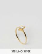 Asos Gold Plated Sterling Silver Cubic Zirconia Suri Ring - Gold