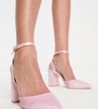 Be Mine Neima Block Heeled Shoes In Blush Satin-pink