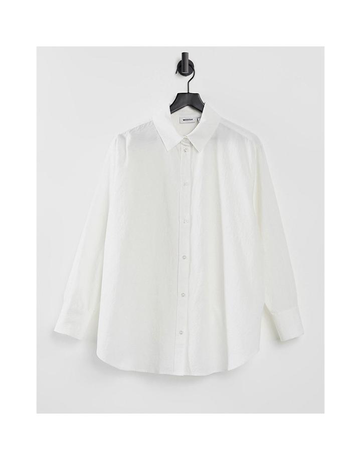 Weekday Edyn Organic Cotton Seersucker Shirt In White