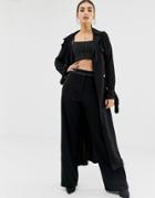 Na-kd Utility Lightweight Trench Coat In Black - Black